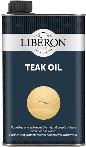 Libéron Teak Oil for Interior & Exterior Wood, Clear, 500ml | Protects & revives, UV filter helps reduce fading, Hard-wearing satin finish, Ideal for garden furniture, hard & exotic woods