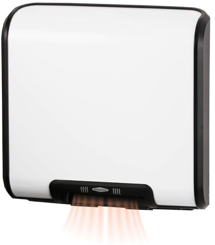 Bobrick 7120 TrimLineSeries Zinc-Plated Steel ADA Surface-Mounted Automatic Hand Dryer, White Epoxy Finish, 115V, 13-19/32 Height, 13-25/32 Width