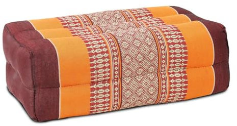 Oriental Galerie Nackenkissen Kopfkissen Thaikissen Kissen Kapokkissen Thai-Motiv ca. 35 x 19 x 13 cm Baumwolle Kapok Weinrot Orange KB3