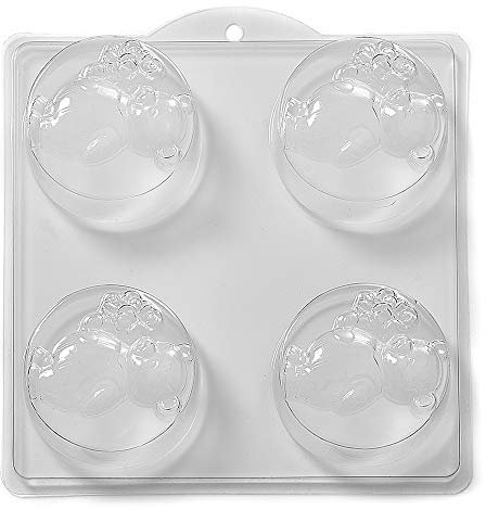 World Of Moulds Form für Seifen/Badekugeln, Teddybär mit Blumen, 4 Mulden, 23 x 10 cm