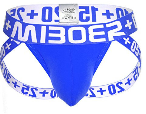 Miboer Herren Sport Jock Jockstrap Color Bulge Brief blau Größe M/L, Herstellergr. XL