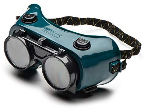 UNIVET | 603 Welding 5 Glas, Maskenartige Schutzbrille, Schweißen, Flip Technologie (EN166, EN169, EN170), Rahmen Grün