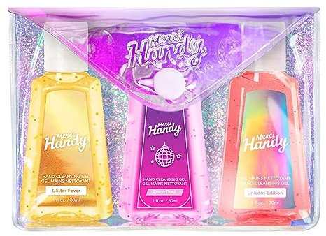 Merci Handy - Gel Mains Glitter Fever 30ml x 3 - Paillettes et Propreté - Sans Rinçage - Texture Non Collante