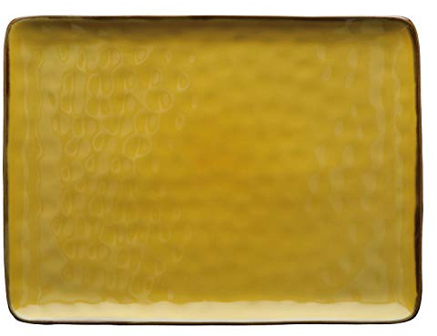 Thun Rose & Tulipani - Vassoio Rettangolare Ocra - Arredo Casa, Cucina - Linea Concerto di Colori - Accessori da Cucina - Stoneware - Ø 36; 26,5 cm