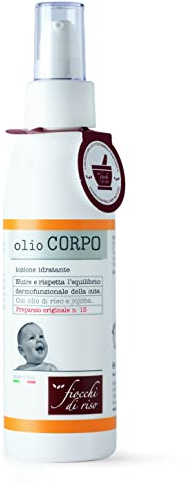 Fiocchi di Riso - Aceite corporal - 140 ml - hidrata recién nacidos - Loción hidratante de rápida absorción, nutre la piel del bebé preservando la película hidrolipídica.