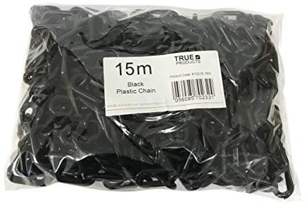 15m x 6mm Plastic Barrier Chain Link Safety Decorative Garden Fence - Black