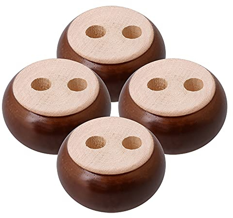 Homeswitch 4Pcs Walnut Wood Furniture Feet Round for Sofa Cabinet | 3cm high, cake shape design. Ideal for sofa, TV cabinet, bed, and table legs. Sturdy, easy to install