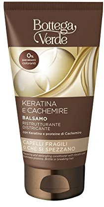 Bottega Verde - Balsamo Capelli Keratina e Cachemire, Balsamo per Capelli Fragili, Fini o Danneggiati, 150 ml, Azione Ristrutturante e Districante, con Keratina e Proteine di Cachemire