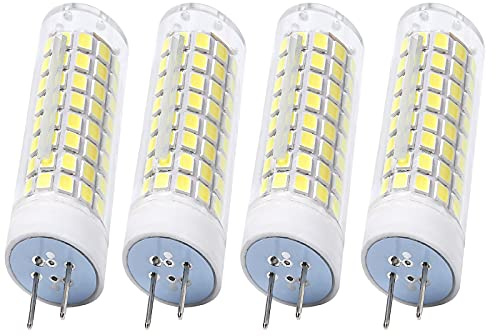 Lxcom Lighting G8 LED Bulb 10W Ceramic Corn Light Bulbs(4 Pack)-2835 SMD 102 LEDs 80W Halogen Bulb Replacement 6000K Daylight White 1000LM G8 Base for Kitchen Under Cabinet Counter Lighting Puck Light