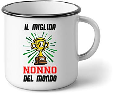 bubbleshirt Tazza in Alluminio Festa dei Nonni - Il miglior Nonno del Mondo - n 1 Nonno - Evento - Idea Regalo Divertente