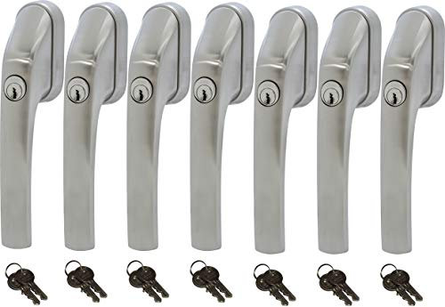 ABUS FG300 ER, abschließbarer Fenstergriff in Edelstahl-Optik, im Set 7 Stück alle gleichschließend AL0145 mit insgesamt 14 Schlüssel