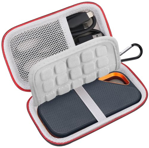Lacdo Externe Festplattentasche Schutzhülle für SanDisk Extreme Pro/SanDisk Extreme Portable Externe SSD SDSSDE81 SDSSDE80 500GB 1TB 2TB 4TB USB-C Eva Stoßfest Wasserdicht Reise Trage Hülle, Schwarz