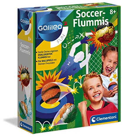 Clementoni Galileo Fun – Soccer Flummis, knallbunte Springbälle zum Selbermachen, sportliche Kickbälle, Experimentierkasten für Kinder ab 8 Jahren 59219