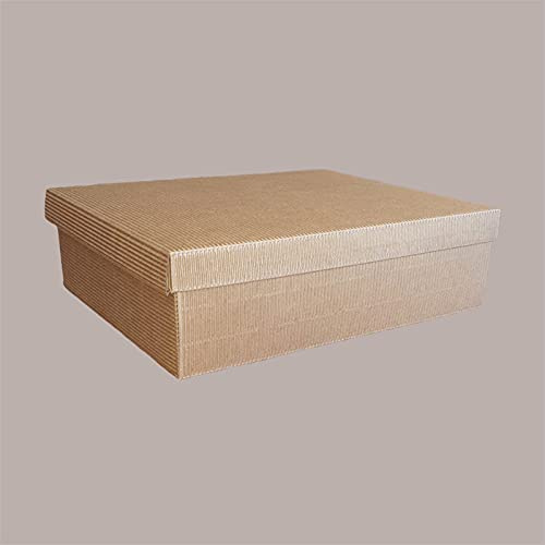 Lucgel Scatola Cantinetta Stesa Porta 3 Bottiglie in Cartoncino Onda Avana con coperchio 340x280H95mm, 5 pezzi