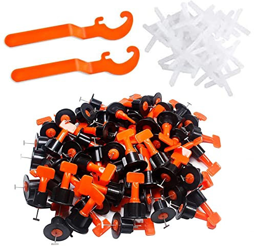 WAIZHIUA Kit di Livellamento per Piastrelle │ 100 Sistema Livellatore per Piastrelle Riutilizzabile │ 200 Distanziatori per Piastrelle a Croce │ per Piastrelle e Pareti e Pavimenti di Spessore 3-16mm