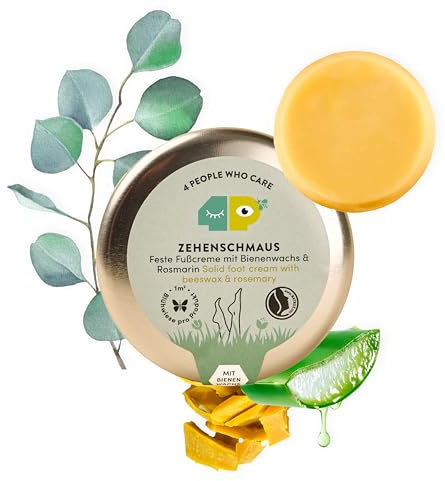 forpeople Feste BIO Fußcreme 40g · Fußbutter mit Bienenwachs und Sheabutter · Reichhaltige Fusscreme für sehr trockene Füsse · Schrundensalbe für Füße mit frischem Duft · Vegan, Bio, Fest