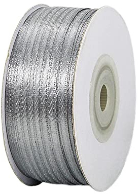 91m Satinband Geschenkband Silber 3mm Breit,Seidenband Silber Luftballon Band Schleifenband Satin Dekoband Geschenkverpackung Deko Band Stoffband für Halloween Weihnachten Hochzeit Taufe Geburtstag