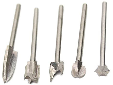 5 Stück 5-Typen Schnitzmesser Holzbearbeitungsmühle Holzfräser Wurzel-/Nuss-Schnitzwerkzeug, 3 x 8 mm