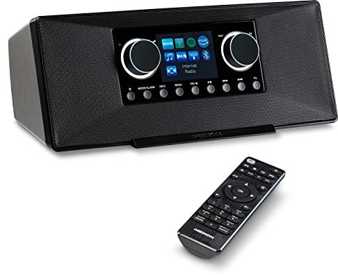 MEDION P85333 Internetradio mit DAB+ (WLAN, UKW, Spotify Connect, Amazon Music, DLNA, USB, Kopfhörer-Anschluss, AUX, Stereo Line-Out Cinch, Sleep Timer) schwarz