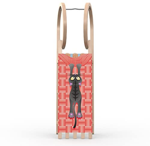 Vispronet Hörnerschlitten Classic, 2-Sitzer, 2 x 90 kg, Verschiedene Motive, für Kinder und Erwachsene, für Freizeitspaß, Werbung und Dekoration, Größe 110 x 33 x 38 cm (Katze)