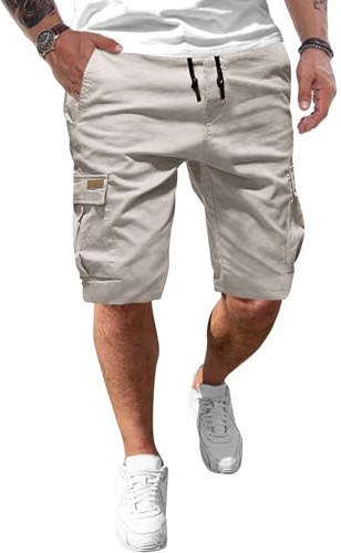 JMIERR Kurze Hosen Herren Baumwolle Cargo Shorts Herren Sommer Freizeithose mit Taschen