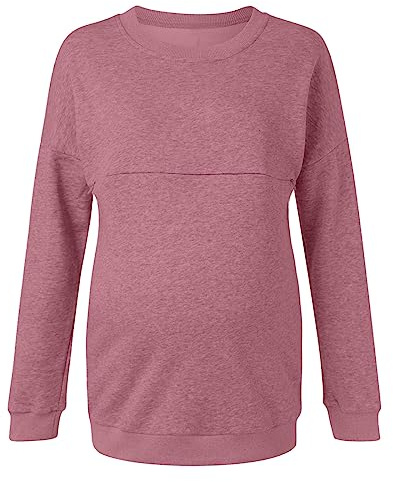 KBOPLEMQ Damen Mutterschaft Reißverschluss Sweatshirt Einfarbig Jumper Stilloberteile Winter Langarm Stillkleidung für Stillen Nursing Top Schwangerschaft Stillpullover Winter Langarmshirts