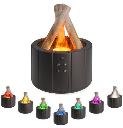 Ankrs Flame Aroma Diffuser für Ätherische Öle 280ml, Lagerfeuer Flammeneffekt mit 3 Helligkeit Modi, mit Fernbedienung, 3 Timer, Wasserlose Abschaltautomatik, Luftbefeuchter (Schwarz)