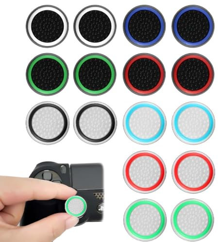 DDKY Joystick di ricambio in silicone da 16 pezzi, copertura dei tappi dei pulsanti in silicone, tappi fittizi con impugnatura per joystick per controller PS5, PS4, Xbox 360, PS3
