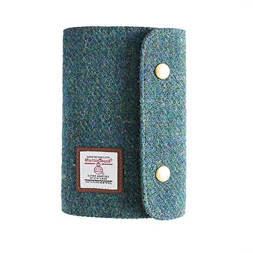 Harris Tweed A7 Notizbuch mit Taschen, 6-Ring-Planer, Wollstoff, nachfüllbarer Binder, Seeblau