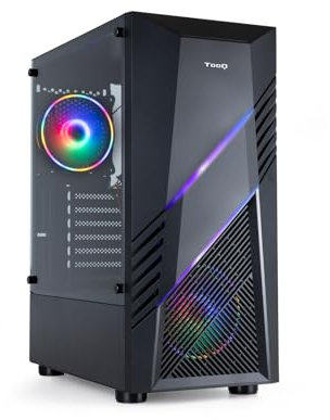 TOOQ TQGCC102-B - Boîtier de Jeu «Biohazard» ATX/Micro-ATX/Mini-ITX Moyenne Tour, Verre trempé, Panneau Avant avec RVB, Couleur Noire