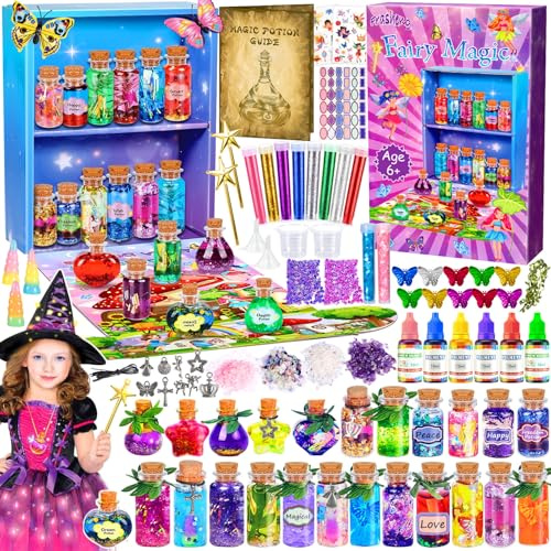 Frasheng Kreatives Geschenk Mädchen 6 7 8 9 10 11 Jahre, 24 Zaubertrank Fläschchen Zaubertrank Set Kinder DIY Kreative Geschenk für Kinder,Magie Zaubertrank Bastelset,Kristall Zaubertrank Kits