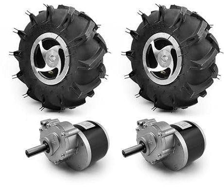 L-faster Dual Drive Motor Wheel Kit for Electric Agricultural Tool, Tiller, Garden Farm, Hand Cart, 10 Inch Tire, 24V, 700W (no Joystick, Max speed 4kph)