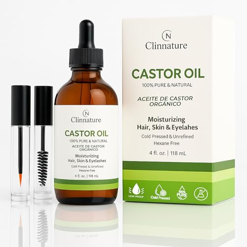 100% Pure Natural Castor Oil | Cold Pressed Hexane Free | Eyelash and Eyebrow Serum | Hair Growth Oil with Eyelash and Eyebrow Brush Kit | Bottle of