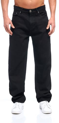 iProfash herrjeans byxor säckig stretch denim jeans normal passform överdimensionerade, (Baggybyxor. 7001 ) Svart, 22W / 32L