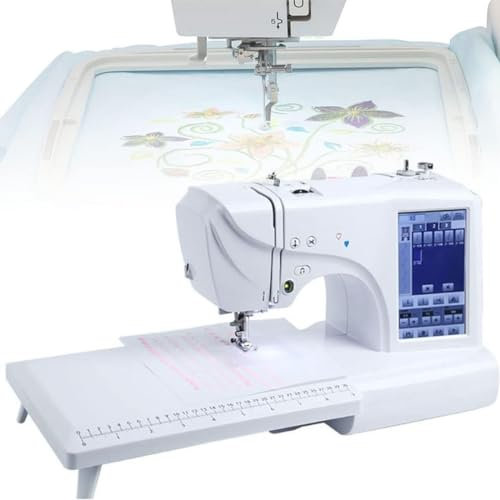 GJBMXSM Automatische Elektrische Stickmaschine Nähmaschine 158 Integrierte Designs 4 X 9,2 Zoll Stickbereich Und LCD-Touchscreen,210 Integrierte Buchstaben Und 30 Musterränder,Nähen Leicht Gemacht