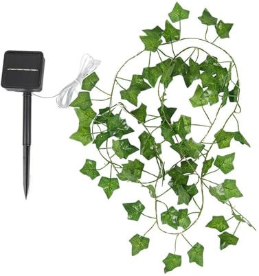 Hojas de hiedra falsas con luces LED – Guirnalda de hiedra artificial con luces LED, vides falsas con luces para dormitorio, casa, jardín, boda, pared, decoración verde.