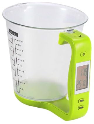 TOPBATHY 1000g Tasse à Mesurer Électronique Précise Avec Affichage Lcd Balance Numérique Multifonction Pour Cuisine Corps Pc Et Poignée Abs Vert