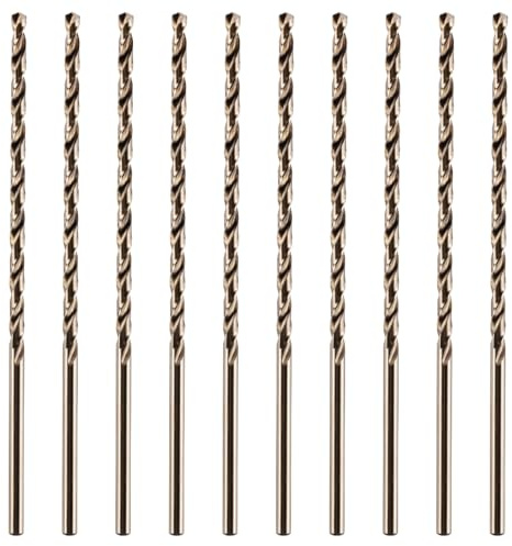 Box Of 10-5mm x 135mm Flute x 195mm Extra Long Series HSS Cobalt Jobber Drill Bits For Stainless Steel, Hard Metals, Aluminium, Cast Iron, Copper. DIN1869 Twist Drill Bit