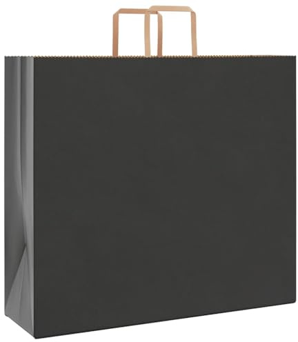 vidaXL Papiertragetaschen 250 Stk. mit Henkeln Schwarz 54x15x49 cm