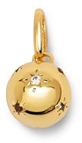 SINGULARU - Charm Bolita Glam. Latón con acabado en Baño de Oro de 18 Kt. Colgante con Motivo y Detalles en Circonitas de Colores. Joyas para Mujer
