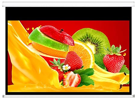 POOIQX HD 4K 100 16: 9 Pantalla eléctrica de proyector de Fibra de Vidrio Blanco for 3D LED DLP Oficina del Interior del Proyector HD Cortina de proyección, Resistente y Plegable