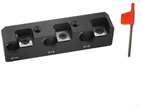 HpLive Rundstab-Herstellungs Vorrichtung mit Hartmetallschneiden, 8-18mm Holzdübel-Fräser, Aluminium-Legierung, für Bohrmaschine, Präzisionswerkzeug(14-16-18mm 3 blade)