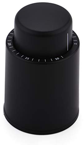 ELMWAY VinoLux Series Vacuum Wine Stopper by ELMWAY – Reusable Wine Preserver with Date Marker & Silicone Seal, Fits Standard Bottles, Keeps Wine Fresh up to 7 Days – Black