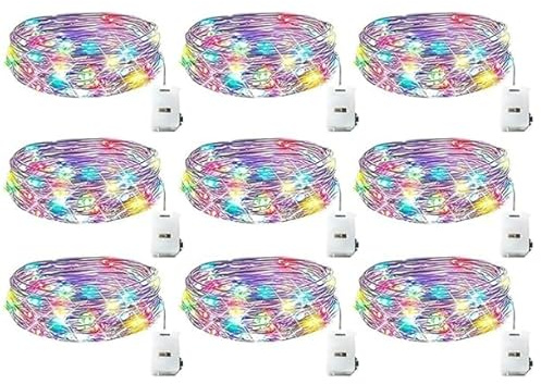 LSUO BAOFU Stringa Luci LED a Batteria, 9Pezzi Impermeabile 20 LED 2M Mini Lampada a Fili di Rame Bianco Caldo, per Natalizie, Matrimonio, Giardino, Interni ed Esterni