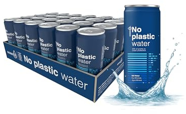Agua en lata No Plastic Water de Ocean52. Agua Mineral Natural - Pack 24 unidades x 33cl. Agu a en pack de 24 latas de 33cl. Manantial Source du Roy - Ogeu-les-Bains - France.