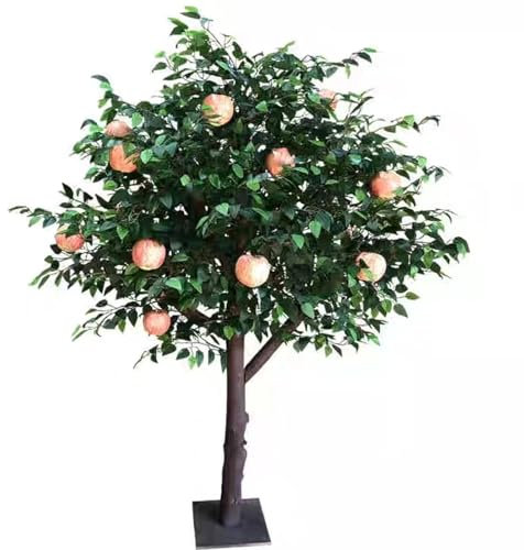NEYTIIR Gefälschte Apfelbaum Künstliche Grüne Pflanze Früchte Dekoration Mit Kunststofftopf Realistische Blätter for Haus Tisch Büro(Green-B,1.5m*1m)