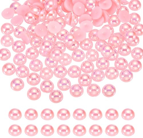 sourcing map 1000 piezas de media perla para manualidades, perlas de imitación de plástico de 8 mm con parte trasera plana, cuentas sueltas de diamantes de imitación para manualidades, ropa, vaso