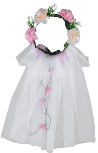 Yardenfun Hochzeitsblumenkranz Mit Schleier Künstlicher Blumenschmuck Für Brautfotografie Und Frisuren Weißes Accessoire Für Hochzeiten Feste Und Everyday Style