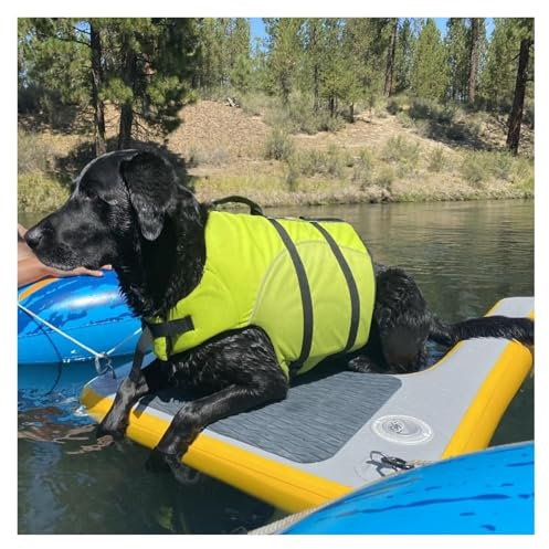 MZZKFC Hunde-Wasserrampen Für Dock/Boot, 1,5m Hundeleiter Für Pool, Leichte Haustier-Dock-Plattform Für Schwimmende Haustiere Bis Zu 105kg, Hoher Auftrieb & Faltbar & Wiederverwendbar(Yellow)