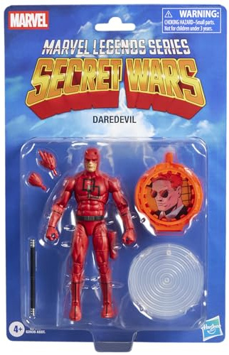 Marvel Legends Series Secret Wars Daredevil, Retro Marvel Comics Collectible 15-cm Action Figure with Lenticular Shield
